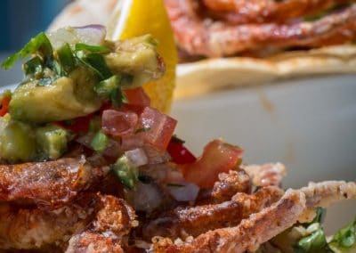 Commercial photography of plated soft shell crab at restaurant